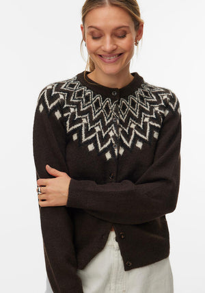Vero Moda Karla Button Up Knitted Cardigan, Brown