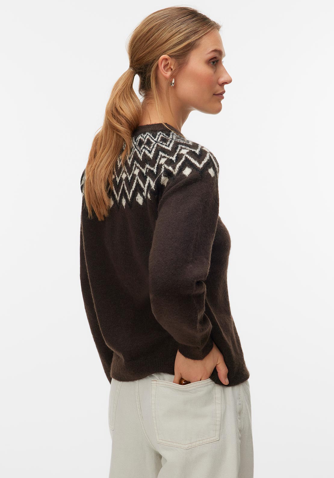 Vero Moda Karla Button Up Knitted Cardigan, Brown