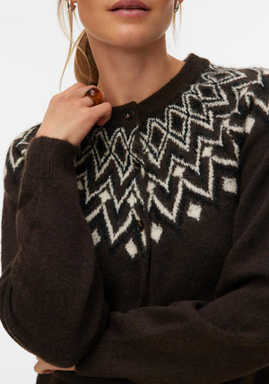 Vero Moda Karla Button Up Knitted Cardigan, Brown