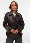 Vero Moda Gabby Short Faux Leather Jacket, Brown