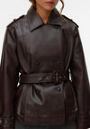 Vero Moda Gabby Short Faux Leather Jacket, Brown