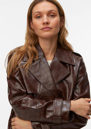 Vero Moda Carly Faux Leather Jacket, Brown