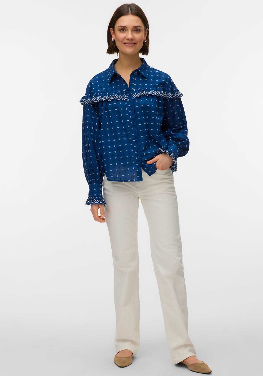 Vero Moda Clarence Embroidered Shirt, Blue