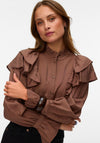 Vero Moda Jules Flounce Shirt, Brown
