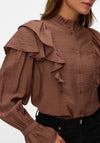 Vero Moda Jules Flounce Shirt, Brown