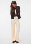 Vero Moda Gold Lux Rib Knit Flared Trousers, Cream