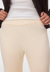 Vero Moda Gold Lux Rib Knit Flared Trousers, Cream