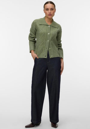 Vero Moda Robin Collar Knit Cardigan, Green