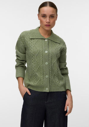 Vero Moda Robin Collar Knit Cardigan, Green
