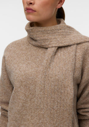 Vero Moda Gianna Scarf Detail Jumper, Beige