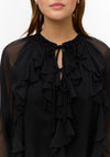 Vero Moda Stella Chiffon Frill Blouse, Black