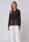 Vero Moda Gilma Sequin Floral Detail Blouse, Brown