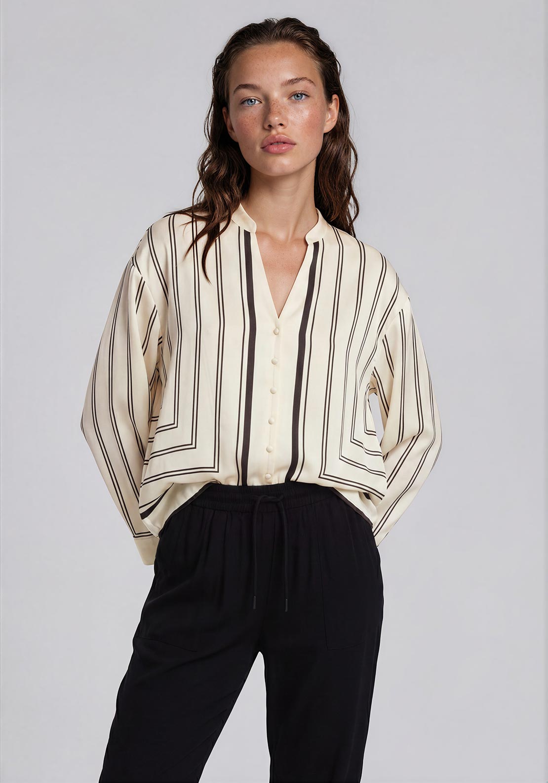 Vero Moda Evina Striped Blouse, Cream and Black