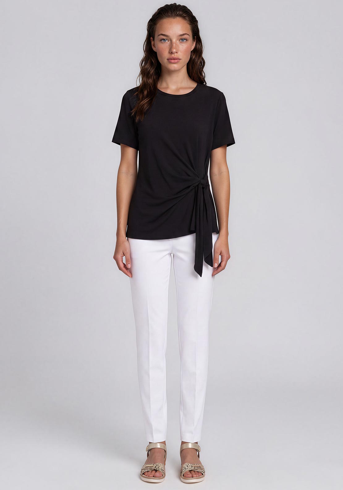 Vero Moda Jill Short Sleeve with Knot Detail Top, Black