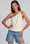 Vero Moda Aia One Shoulder Bubble Hem Top, Beige