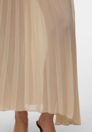 Vero Moda Fiva Pleated Contrast Long Dress, Cream