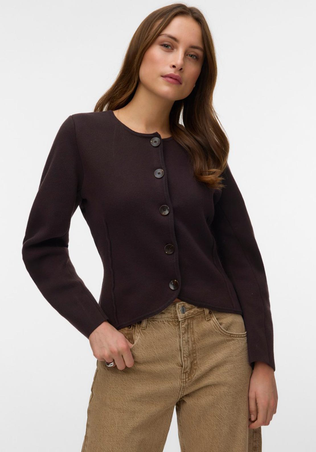 Vero Moda Bergamo Fitted Cardigan, Brown