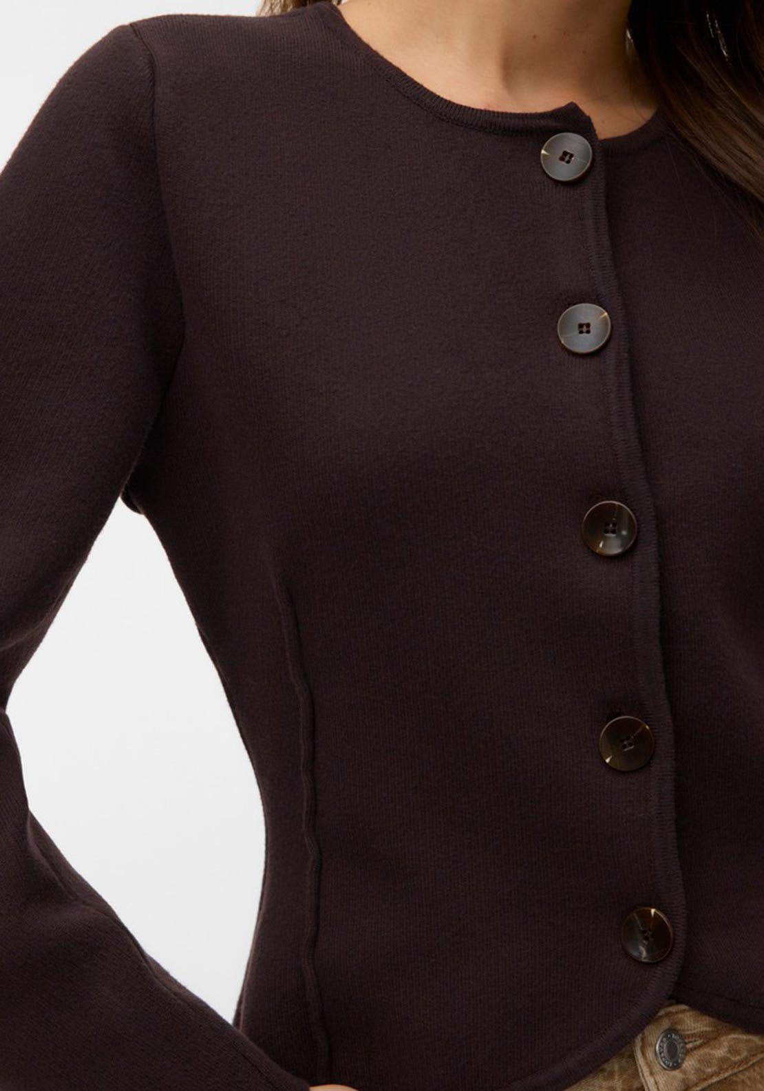 Vero Moda Bergamo Fitted Cardigan, Brown