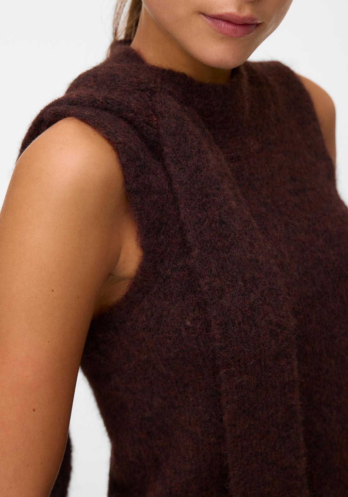Vero Moda Venezia Sleeveless with Neck Detail Vest, Brown