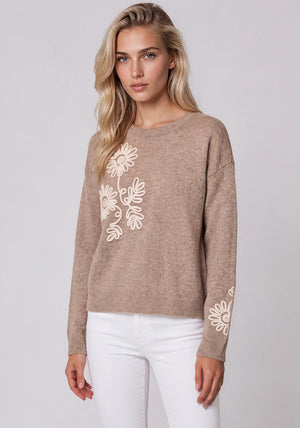 Vero Moda Lia Flower Knit Jumper, Brown