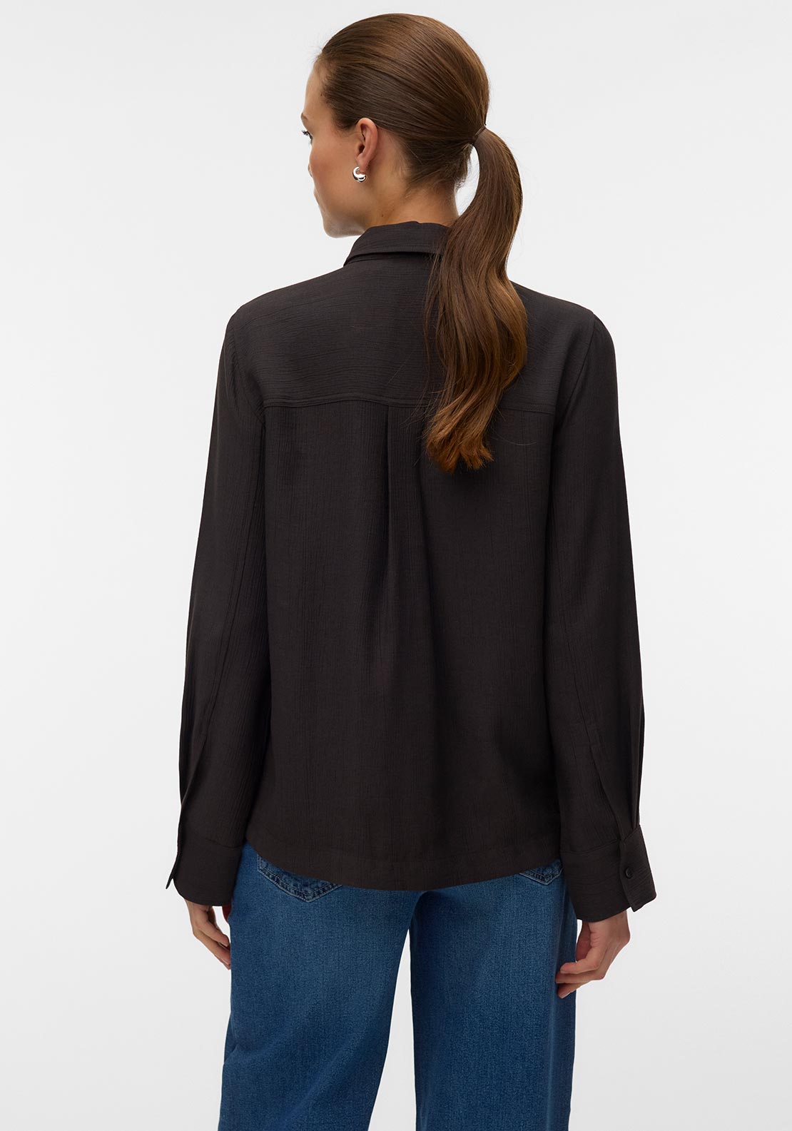 Vero Moda Jay Long Sleeve with Tie Detail Shirt, Brown