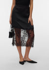 Vero Moda Ollie Lace Trim Midi Skirt, Black