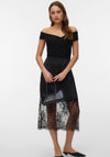 Vero Moda Ollie Lace Trim Midi Skirt, Black