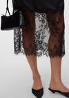 Vero Moda Ollie Lace Trim Midi Skirt, Black