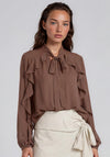 Vero Moda Laney Chiffon Bow Tie Blouse, Brown