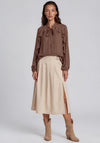 Vero Moda Manonsia Pleat Panel Midi Skirt, Beige