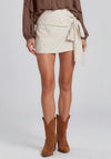 Vero Moda Micah Striped Bow Detail Skirt, White & Brown
