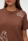 Vero Moda Irene Embroidered Detail T-Shirt, Brown