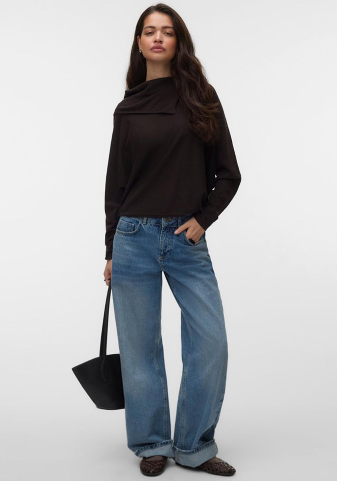 Vero Moda Happiness Asymmetric Neck Top, Brown