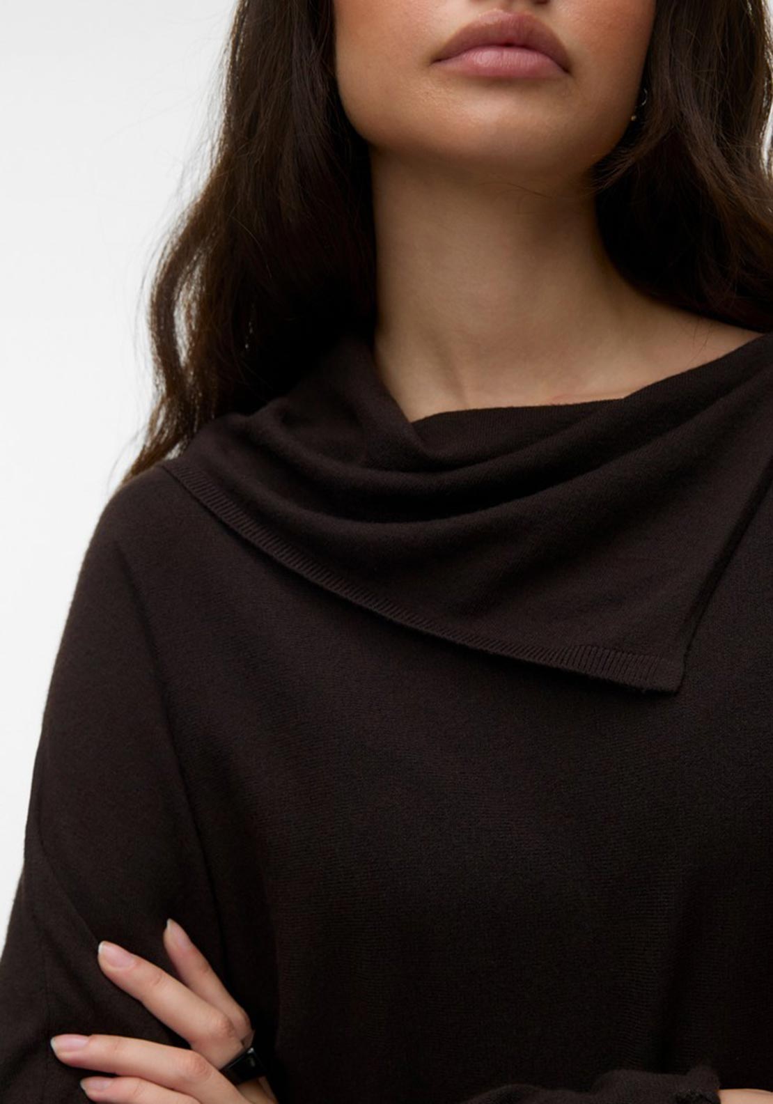 Vero Moda Happiness Asymmetric Neck Top, Brown