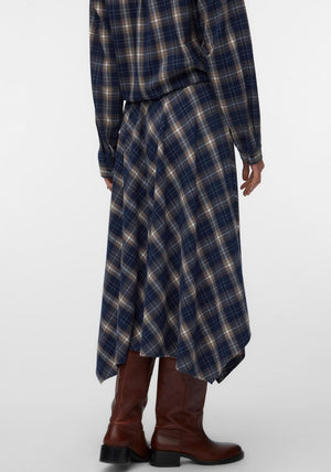 Vero Moda Tilda Check Asymmetric Skirt, Navy