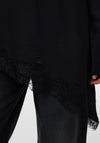 Vero Moda Charly Asymmetric Lace Hem Blouse, Black