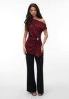 Vero Moda Stone Buckle Detail Off The Shoulder Blouse, Wine