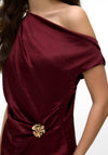 Vero Moda Stone Buckle Detail Off The Shoulder Blouse, Wine