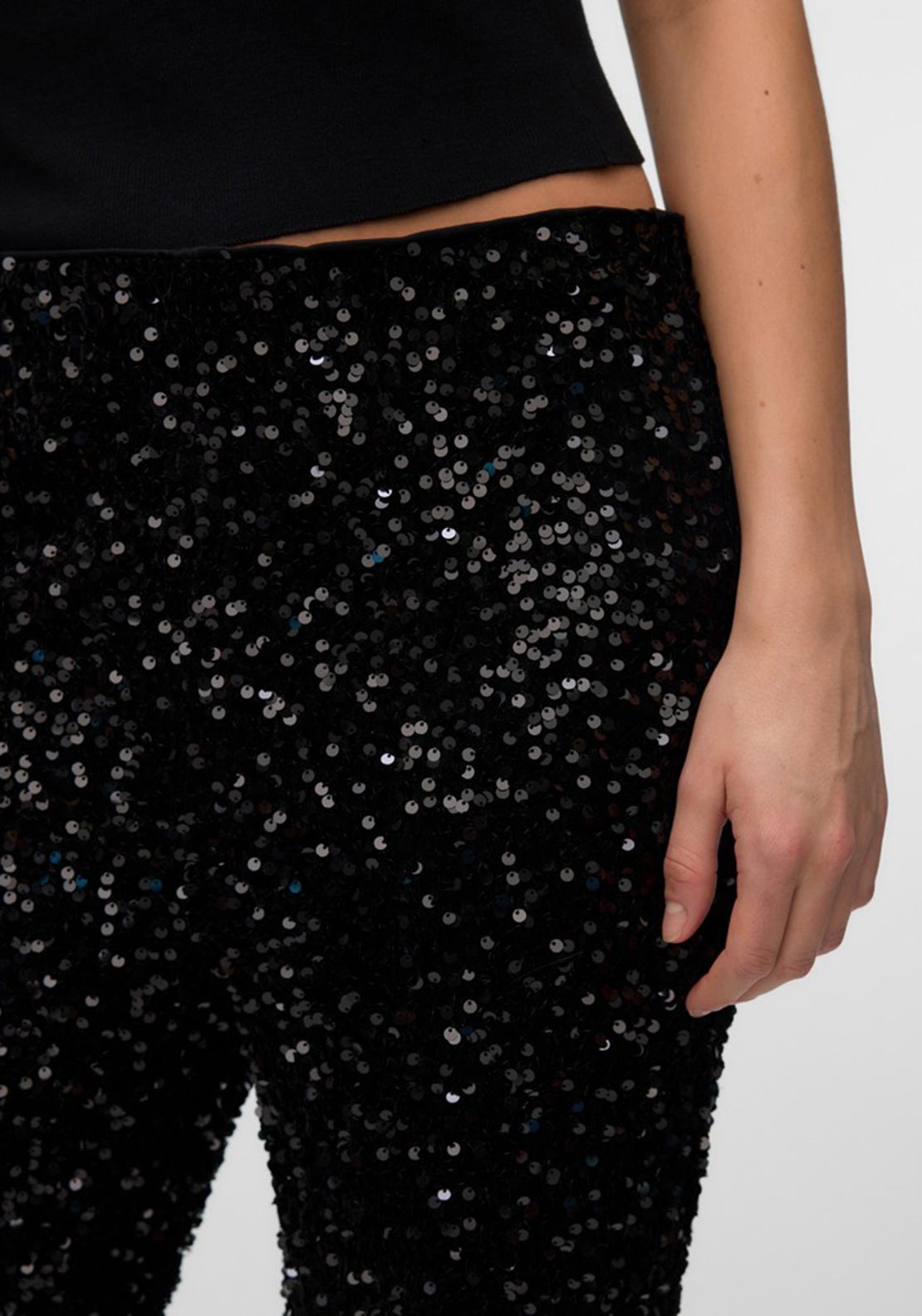 Vero Moda Bella Sequin Wide Leg Trousers, Black