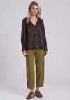 Vero Moda Kira Floral Jacquard Satin Feel Blouse, Brown