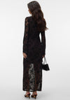 Vero Moda Flora Mesh with Floral Jacquard Mesh Midi Dress, Brown and Black