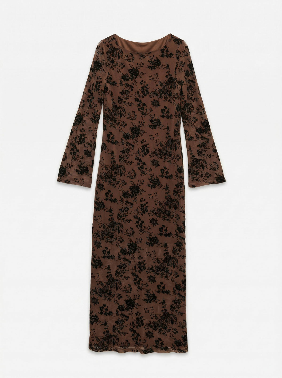 Vero Moda Flora Mesh with Floral Jacquard Mesh Midi Dress, Tan and Black