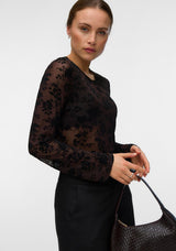Vero Moda Flora Mesh Top, Brown