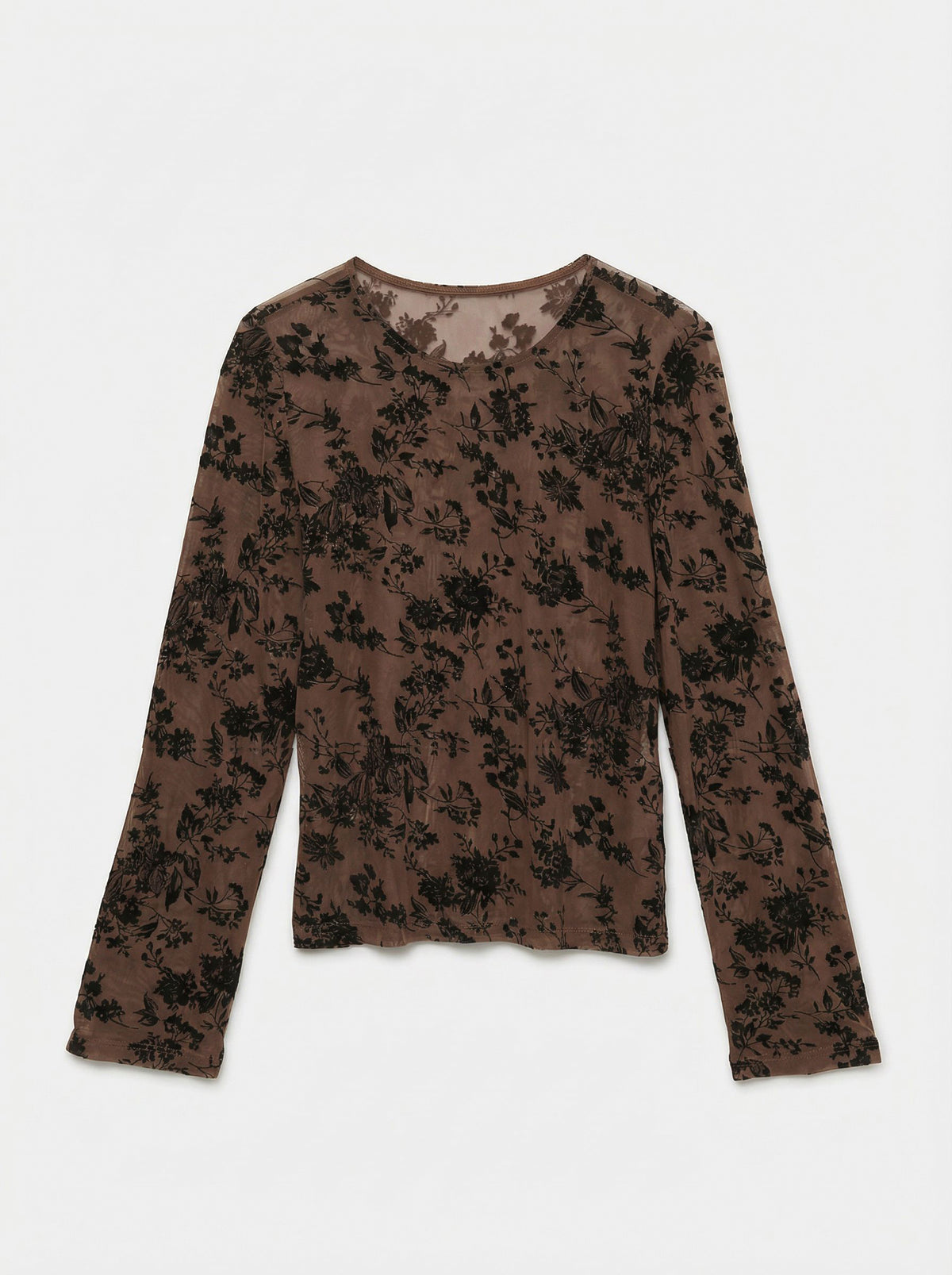 Vero Moda Flora Mesh Top, Cocoa Brown