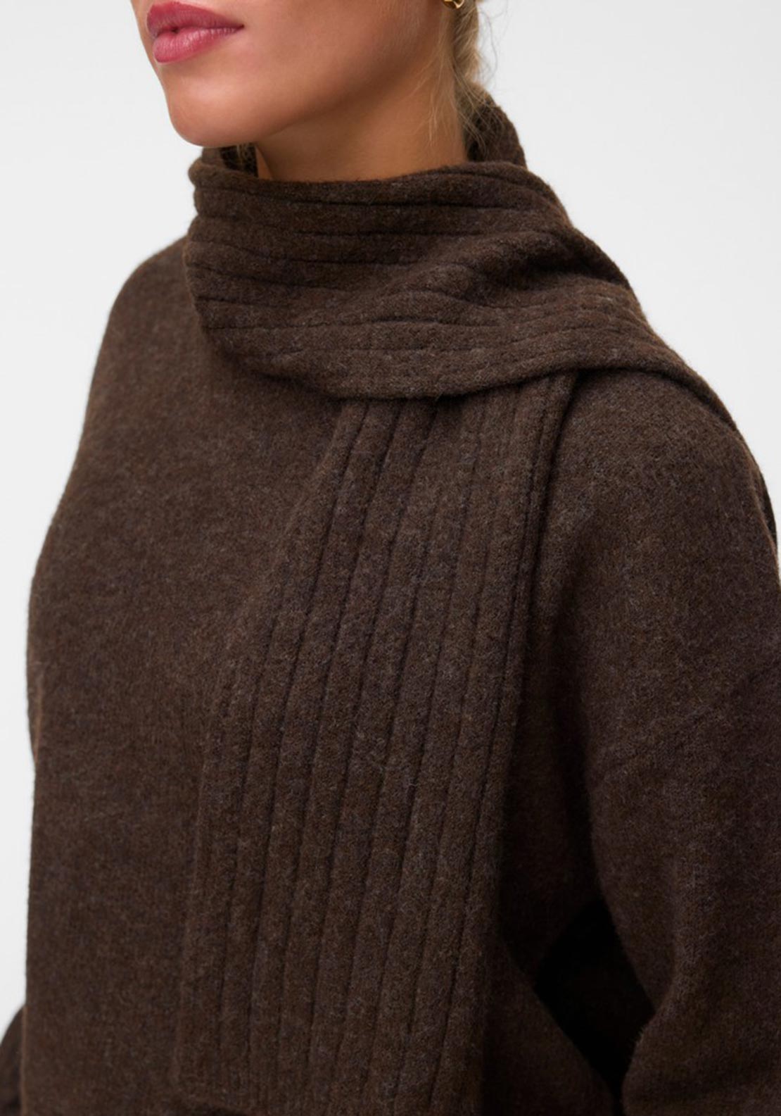 Vero Moda Gianna Scarf Detail Jumper, Brown