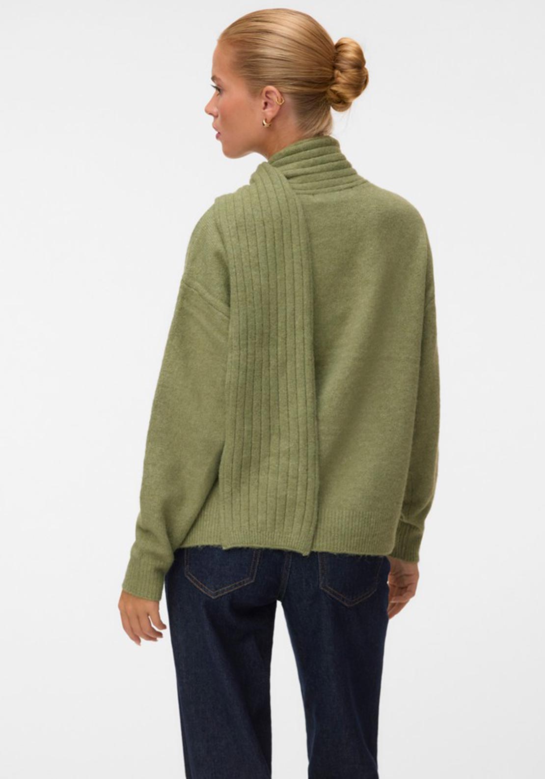 Vero Moda Gianna Scarf Detail Jumper, Green
