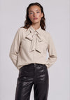 Vero Moda Jay Long Sleeve with Tie Detail Shirt, Cream