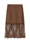 Vero Moda Ollie Lace Trim Midi Skirt, Brown