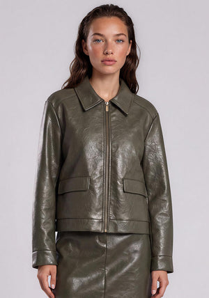 Vero Moda Bridget Faux Leather Jacket, Forest Green
