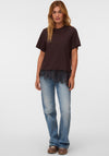 Vero Moda Brit Lace Detail T-Shirt, Brown